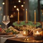 12 PCS Christmas Pine Taper Candle Rings Wreaths 1.38" Mini Norfolk Pine Taper Candle Holder Wreaths Candle Rings with Berry Pinecones for Xmas Holiday Church Home Table Centerpiece Candlesticks Decor - Image 5