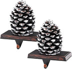 MCEAST 2 Pack Christmas Stocking Holders Pinecone with Snowflake Xmas Stocking Hangers Clips Mantle Hooks for Christmas Decoration by MCEAST