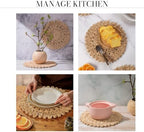 13.8" Set of 10 Round Woven Corn Husk Placemats by Laquedecraft - Image 2
