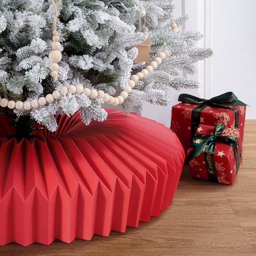 Honeycomb Christmas Tree Collar Red Foldable Paper Base Cover Decoration - Image 5