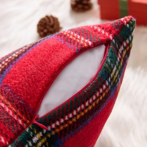 MIULEE Christmas Plaid Decorative Pillow Covers Set of 2 20x20inch Red - Image 5