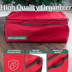 Christmas Ornament Storage Box - Christmas Ornament Organizer Storage Box with 3 Trays, Adjustable Grids, and Large Front Zipper Pocket - Fits up to 72 Bulbs and Decorations by Elf Stor (Red) - Image 2