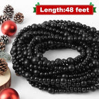 48Ft Christmas Wood Bead Garland Rustic Holiday Decor for Tree (Black) - Image 2
