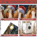 Christmas Garage Door Decorations 6x13FT, Three Horses with Santa Hats, Rustic Barn Holiday Banner for Outdoor Garage Door Cover - Image 3