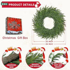 26 Inch Christmas Wreaths for Front Door Real Touch Large Xmas Winter Pine Cedar Wreaths for Windows Outdoor Indoor Christmas Holiday Home Yard Farmhouse Wall Front Door Porch Hanging Decor Clearance - Image 3