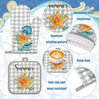 VitalCozy 10 Pcs Summer Starfish Kitchen Decor Set Beach Starfish Kitchen Towels and Rugs Oven Mitts Pot Holders Set for Gift Home Cooking Baking Housewarming Decorations - Image 4