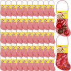 Leyndo 100 Pcs Long Mesh Christmas Stockings Bulk 50 12 Inches Christmas Stockings with 50 Santa Header Card Candy Cane Xmas Stocking for Event Gift Stuffing Family Holiday Party (Yellow) by Leyndo