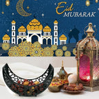 Eid Mubarak Moon Star Tray, Ramadan Decoration Ramadan Trays, Muslim Wooden Plate Tray Moon Star Shaped Food Fruit Serving Tray, Eid Mubarak Dessert Tray for Ramadan Festival Party(Silver A1) - Image 3
