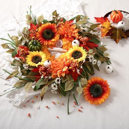 24'' Sunflower Fall Wreaths for Front Door, Fall Decor for Home - Image 5