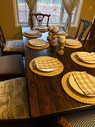 13.8'' Round Woven Placemats Set of 4 Plate Chargers, Heat Resistant Non-Slip Water Hyacinth Weave Place Mats Farmhouse Straw Braided Rattan Tablemats Wicker Placemats for Table Decoration - Image 6
