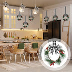 Crowye 6 Pcs Mini Christmas Wreaths Kitchen Cabinet Door, Black and White - Image 4