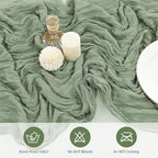 24 Pack Cheesecloth Table Runner, 35 x 120 Inch Boho Gauze Sage Green Table Runner 10ft Rustic Sheer Cheese Cloth Table Decor for Wedding Baby Bridal Shower Birthday Party Table Decoration - Image 4