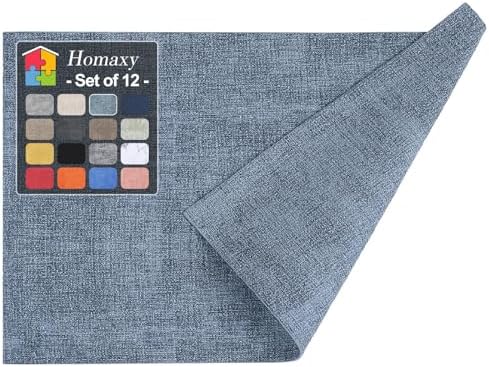 Homaxy PU Faux Leather Placemats for Dining Table, Set of 12, Blue by Homaxy