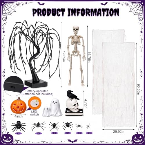 Woanger 34 Pcs Halloween Mantle Decorations Set Fireplace Tabletop Decor - Image 3