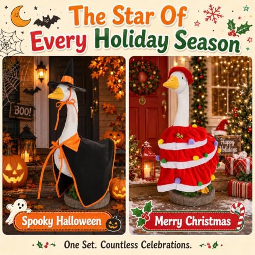 Timeet 8-Piece Seasonal Porch Goose Outfit Set for 23” Lawn Goose – Holiday Costumes for Valentine’s Day, Easter, 4th of July & Christmas – Decorative Clothes for Patio, Garden & Front Porch - Image 7