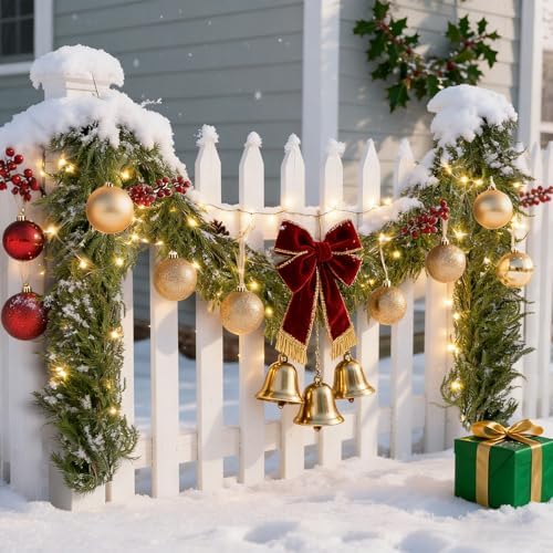 2Pcs Christmas Norfolk Pine Garlands, 6Ft Real Touch Artificial Faux Winter Dense Greenery Garland for Table Mantle Fireplace Wall Fence Stair Window Xmas Wreath Indoor Outdoor Holiday Decoration - Image 3