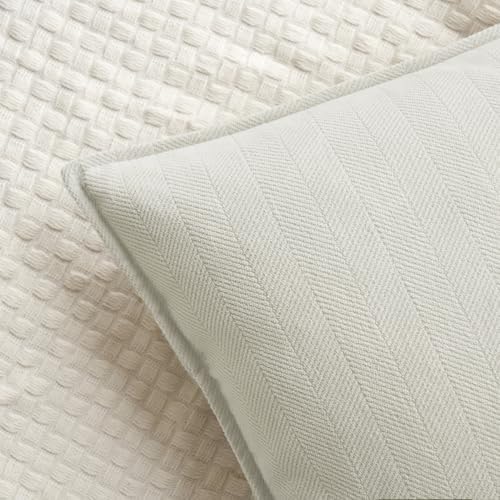 MIULEE Pack of 2 Cream White Decorative Chenille Pillow Covers 20x20 Inch - Image 2