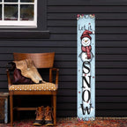 Let it snow Porch Board Snowman Welcome Sign for Front Door Porch Deck Patio or Wall - Indoor Outdoor Decorative Christmas Holiday Farmhouse Rustic Vertical Porch Decor - Image 4