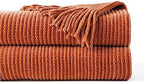 BATTILO HOME Rust Orange Throw Blanket for Couch, 60"x80" by BATTILOHOME