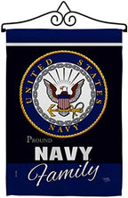 Navy Proudly Family Garden Flag - Set Wall Hanger Armed Forces USN Seabee United State American Military Veteran Retire Official - House Banner Small Yard Gift Double-Sided Made In USA 13 X 18.5 by Breeze+Decor