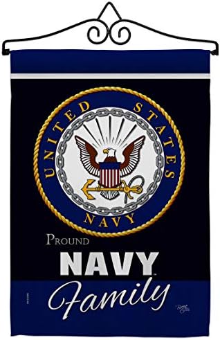 Navy Proudly Family Garden Flag - Set Wall Hanger Armed Forces USN Seabee United State American Military Veteran Retire Official - House Banner Small Yard Gift Double-Sided Made In USA 13 X 18.5 by Breeze+Decor