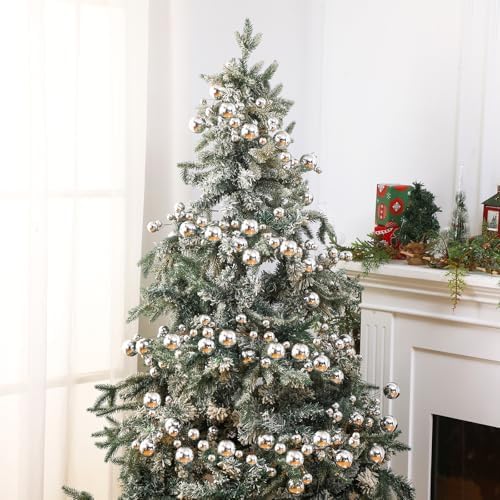 2 Pcs 6 ft Christmas Ball Ornament Garland, Silver - Image 7