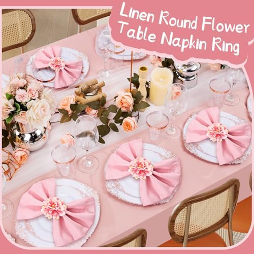 24 Pcs Flower Napkin Rings Daisy Flower Handcraft Floral Napkin Holder Rings for Wedding, Holiday Banquet, Luncheons, Birthday Party Dining Table Decor - Image 5
