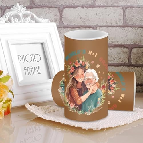 to The Worlds No 1 Grandma Decorations Indoor Candles with Floral Flameless Candles with Remote and Timer 2 Pack Battery Operated Grandma Mothers Day Themed LED Candles for Gift Home Decor - Image 4