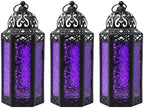 Vela Lanterns Decorative Indoor Gothic Candle Holders, Purple, M, 3-Pack by VelaCandleLanterns
