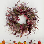 26 Inch Fall Wreaths for Front Door, Artificial Eucalyptus Autumn Wreath - Image 2