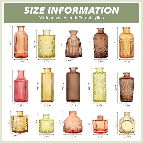 Colored Glass Vases Bulk 32 Pcs - Assorted Vintage Bud Vases - Image 3