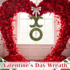 Suncalla 39.4 Inch Valentines Day Wreath with Bow Artificial Greenery XO Valentine's Day Door Wreath Swag Sign for Indoor and Outdoor Porch Front Door Wall Mantels Fireplace Wedding Decor Gift - Image 6