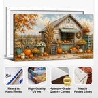 WAXWHELK Fall Canvas Wall Art, Autumn Rustic Farmhouse Painting Pictures of Farm Fresh Stand with Pumpkins and Mums, Thanksgiving Artwork for Living Room Bedroom Home Decor, (20"x40") - Image 6