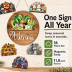 Interchangeable Welcome Sign for Front Door 12 Inch Round Seasonal Decor - Image 2