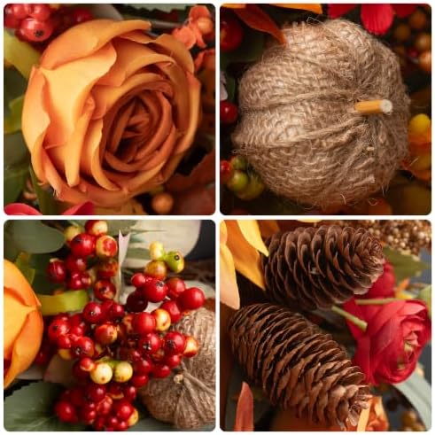 24 Inch Fall Wreaths for Front Door Autumn Wreath with Fall Sign - Image 2
