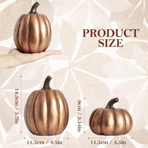 DN DECONATION Fall Pumpkin Decor, Antique Bronze Decorations for Home Table - Image 4
