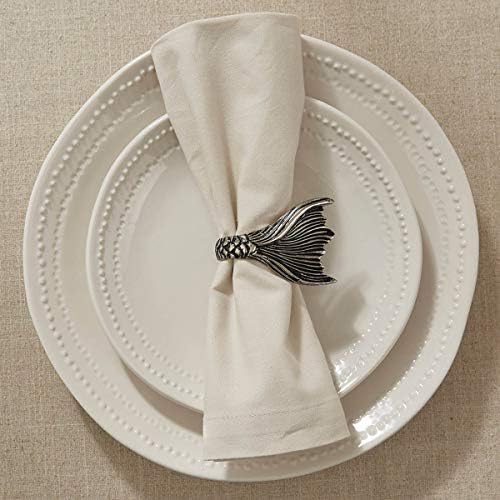 Split P Mermaid Napkin Ring Set of 4, Silver - Image 2