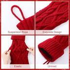 JellyArch 6 Pcs Personalized Christmas Stockings Xmas Stocking with Leather Patches Custom Name Cable Knitted Hanging Family Stockings for Christmas Holiday Fireplace Party Decoration (18 Inches) - Image 4