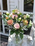 FiveSeasonStuff Vintage Dusty Coral Pink Peonies — Artificial Silk Flowers with Intentional Aged, Naturally Textured Petals, 6 Stems - Image 3