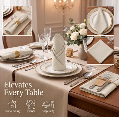 Urban Villa Cloth Napkins Cotton 20x20 (Set of 12) Beige/White - Image 2