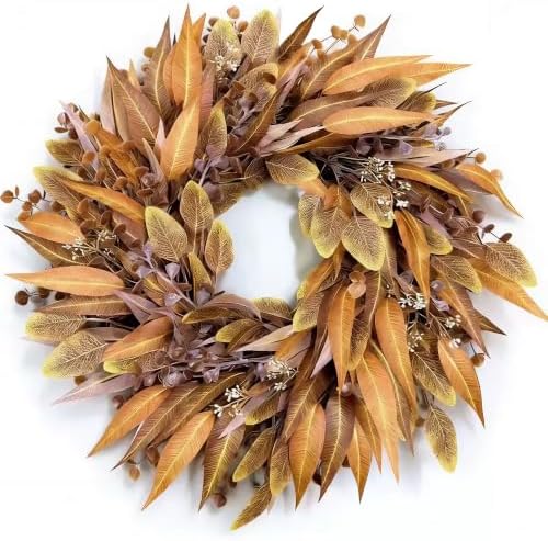 26" Artificial Fall Wreath, Front Door, Seeded Autumn Decor by Unknown