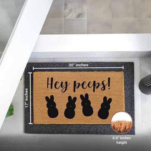 THEODORE MAGNUS Easter Door Mat - Welcome Mat for Front Door with Non-Slip Backing - Durable Doormat - Perfect for Outside Entrance and Entryway Matt - Outdoor/Indoor - Hey Peeps - 17" x 30" - Image 3