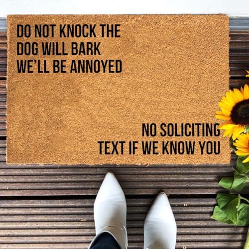 Funny The Entrance Way Outside Personalized Rug with Heavy-Duty Non Slip Outdoor Coconut Coir Doormat Pets Lover Gift 23.6 x 15.7 inch (You Do Not Knock The Dog Will Bark) - Image 5