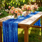 ShinyBeauty Blue Sequin Table Runner 108 Inch, 15 Pack Wedding Party - Image 2