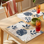Tropical Leaves Placemats Set of 8,Cotton Linen Fabric Place Mats,Summer Farmhouse Botanical Leaf Branches Washable Decorative Table Mats Protector for Home Kitchen Dining Wedding Party Coffee Tables - Image 4