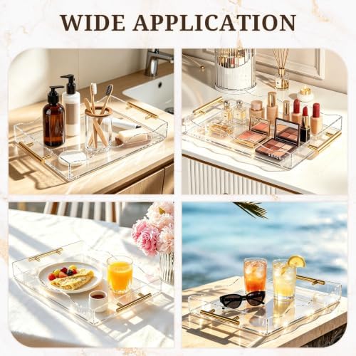 SXNOWS 12"x16" Clear Acrylic Serving Tray with Gold Handles - Image 7