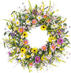 Yawwind 28 Inches Large Summer Wreaths for Front Door Spring Flower Wreaths Summer Door Wreath Colorful Wildflower Wreath with Daisy Lavender for Window Indoors Outdoor Decor by Yawwind