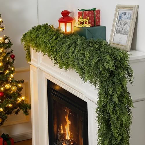 7FT Artificial Cedar Garland,Christmas Garland,Christmas Decorations,High-Density Cedar Garland,2 PCS - Image 6