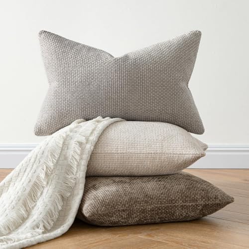 MIULEE Decorative Neutral Khaki Euro Sham Pillow Covers 26x26 Inch 2 Pack - Image 4