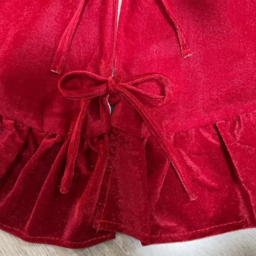 60 Inch Large Christmas Tree Skirt, Red Velvet with Ruffled Edge for Big Trees Decorations for Home Party Festival - Image 5